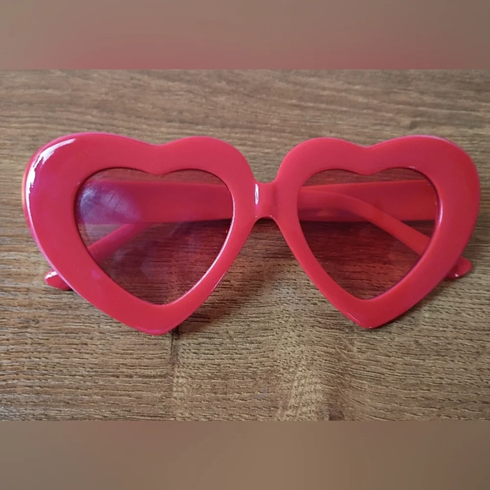 red heart shaped sunglasses women chunky frame love themed casual statement cute